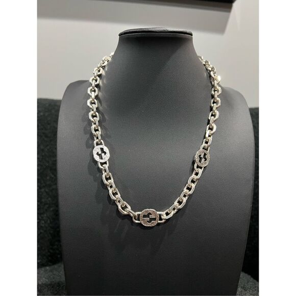 Gucci interlocking g link necklace silver tone - Picture 6 of 10